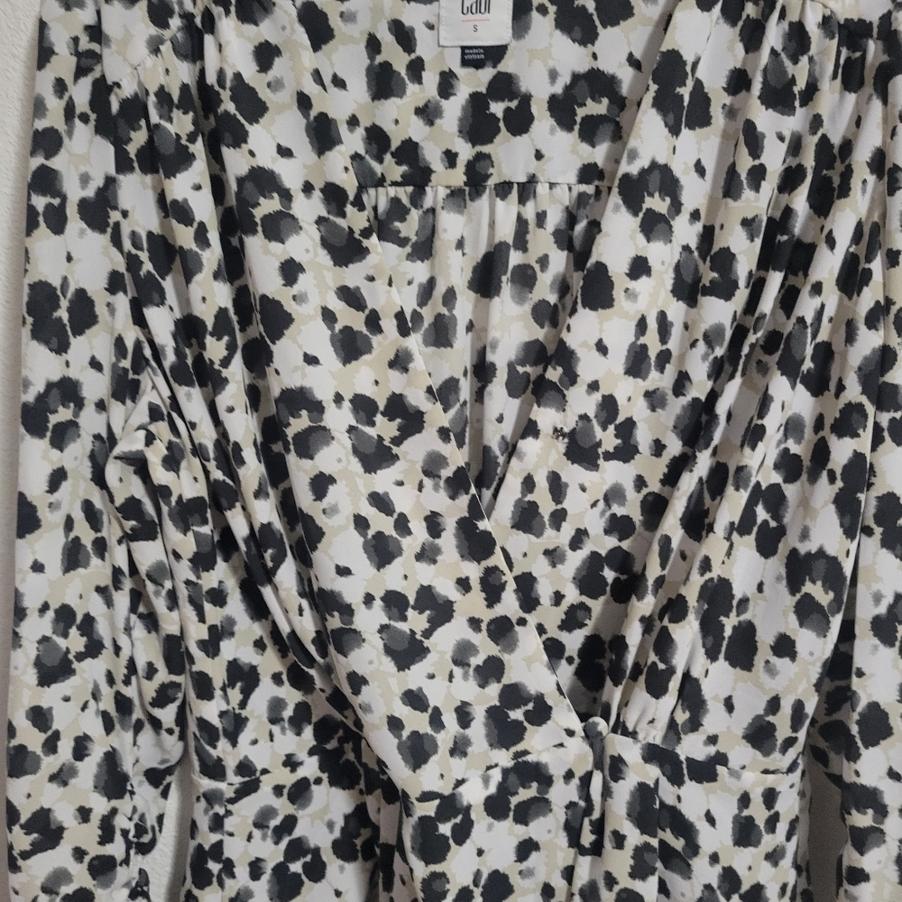 Cabi Leopard Print Wrap Style Roushing On Sleeve … - image 5